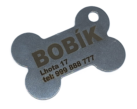 Kost psí identifikační známka - včetně textu